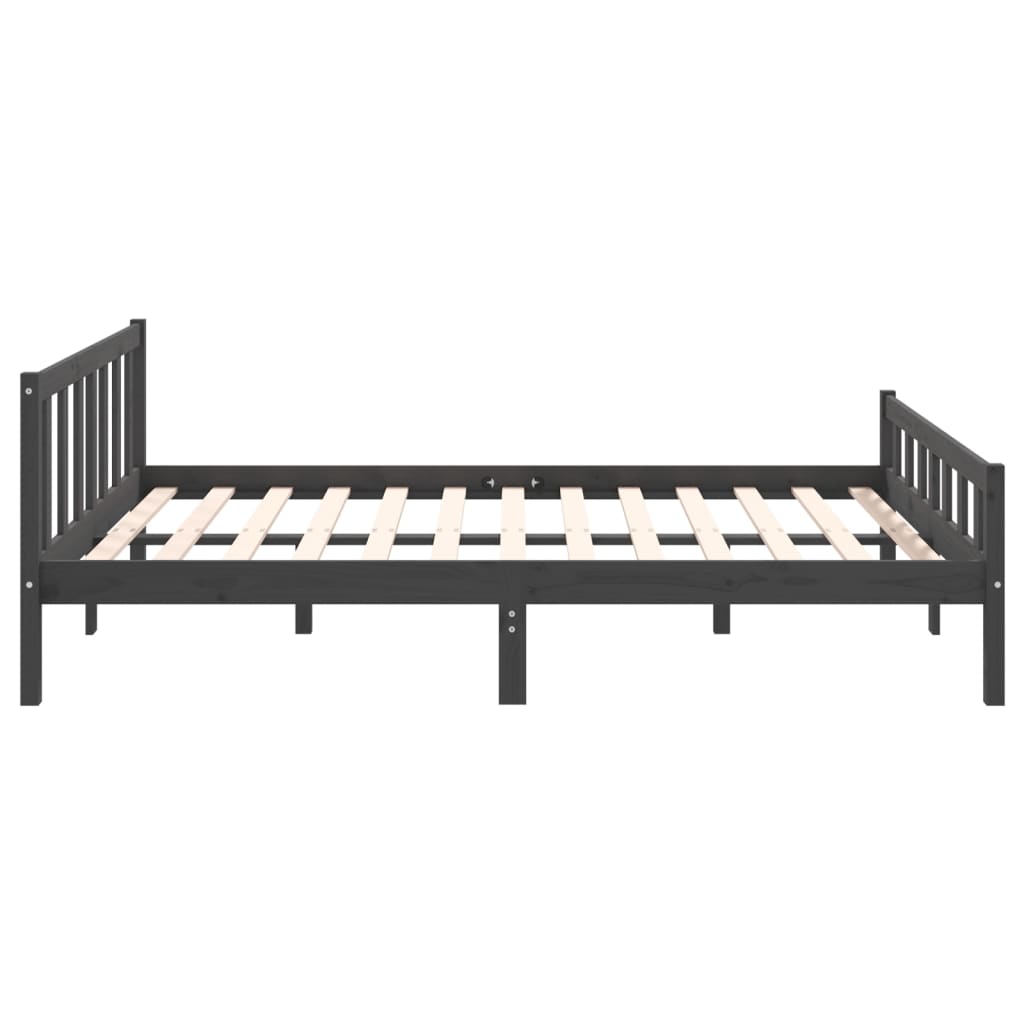 Cadre de lit sans matelas gris bois massif 120x200 cm - XIOS