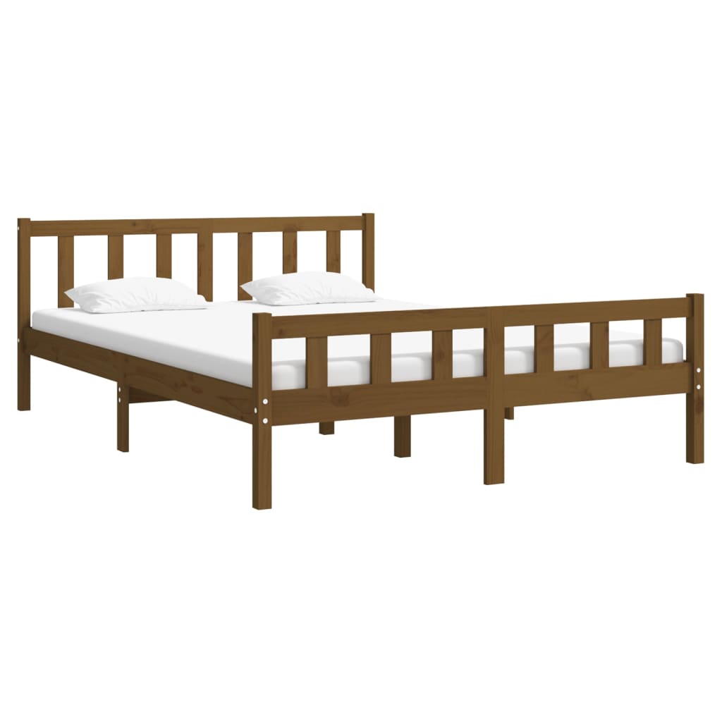 Cadre de lit sans matelas marron miel bois massif 120x200 cm - XIOS