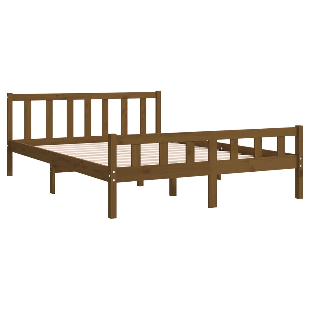 Cadre de lit sans matelas marron miel bois massif 120x200 cm - XIOS