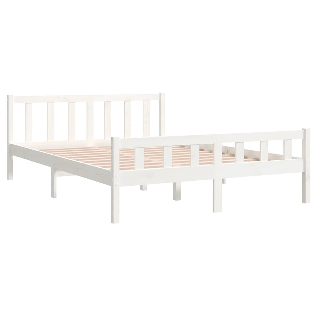 Cadre de lit sans matelas blanc bois de pin massif - XIOS