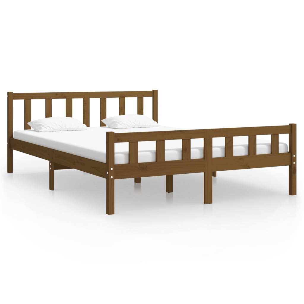 Cadre de lit sans matelas marron miel bois massif - XIOS