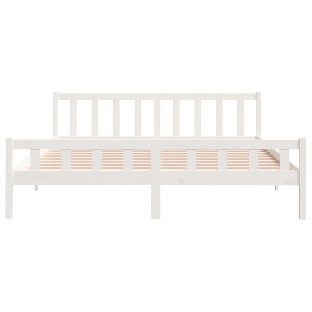 Cadre de lit sans matelas blanc bois massif 160x200 cm - XIOS