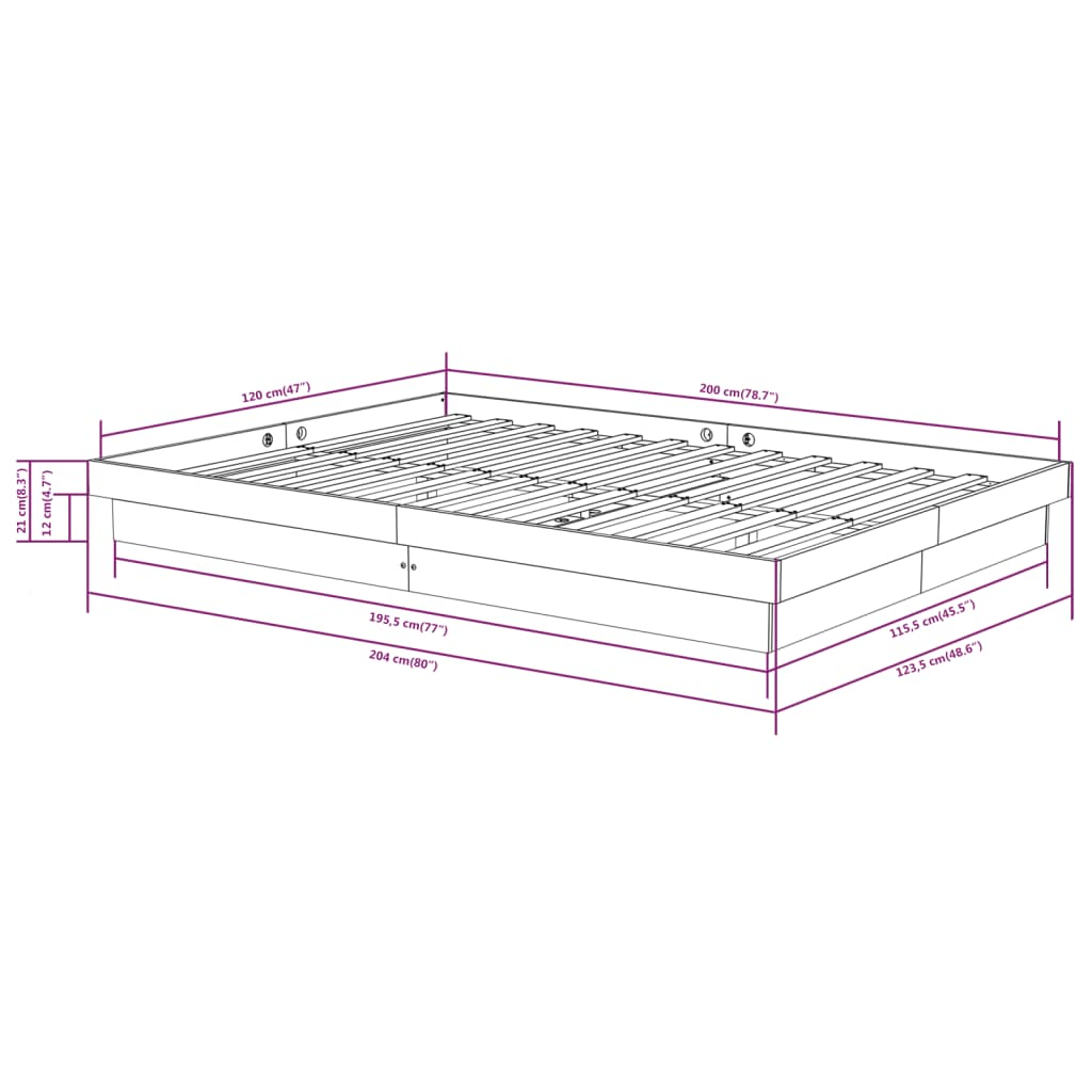 Cadre de lit Bois massif 120x200 cm - XIOS
