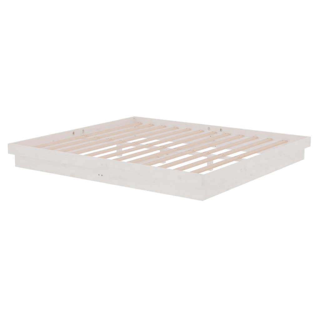 Cadre de lit sans matelas blanc bois massif