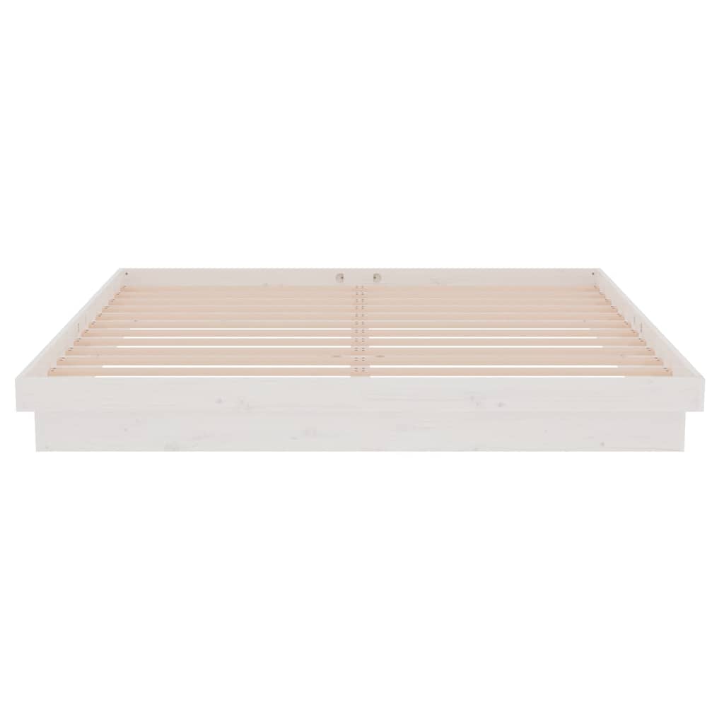 Cadre de lit sans matelas blanc bois massif