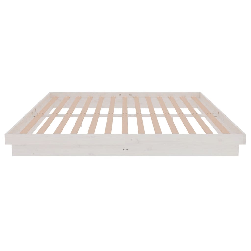 Cadre de lit sans matelas blanc bois massif