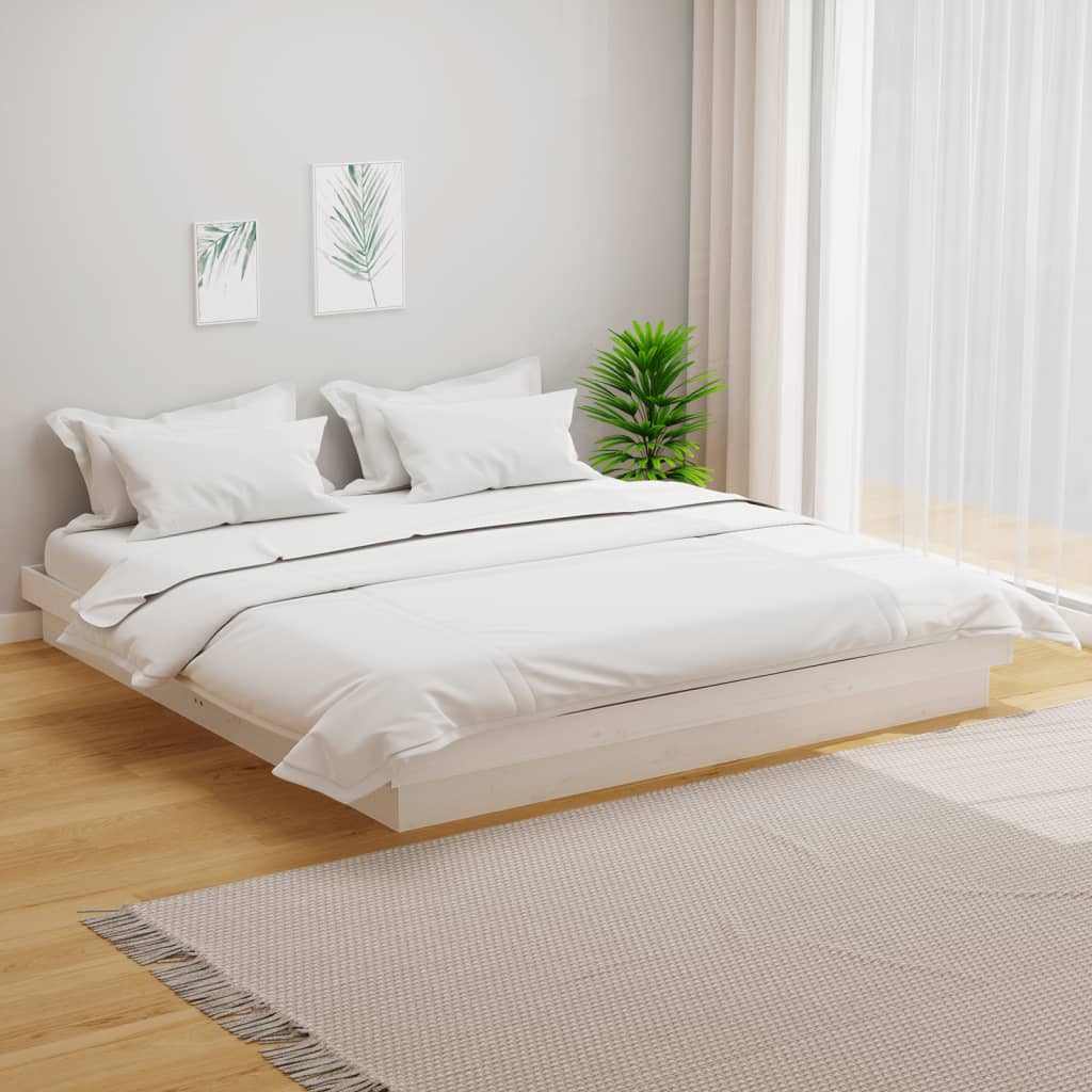 Cadre de lit sans matelas blanc bois massif 200x200 cm - XIOS