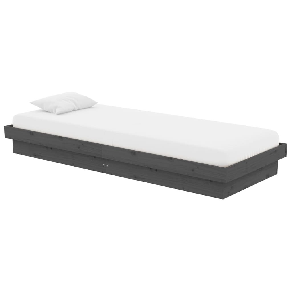 Cadre de lit sans matelas gris bois massif - XIOS