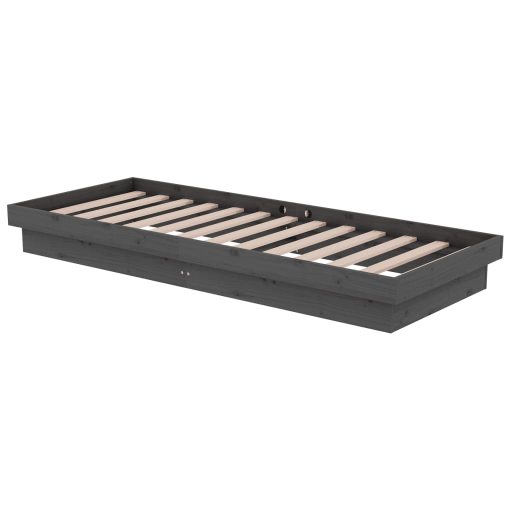 Cadre de lit sans matelas gris bois massif - XIOS