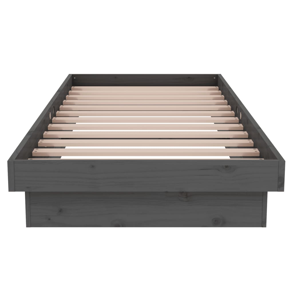 Cadre de lit sans matelas gris bois massif - XIOS