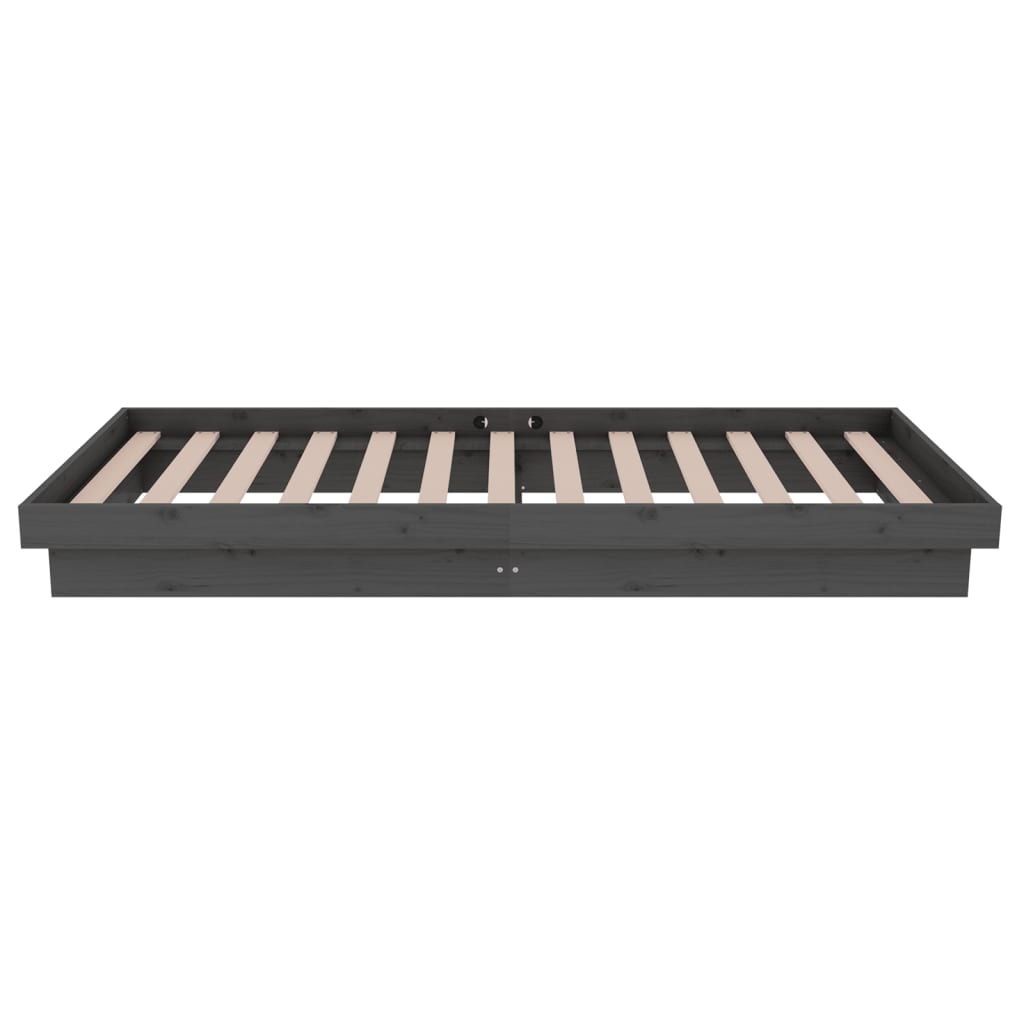 Cadre de lit sans matelas gris bois massif - XIOS