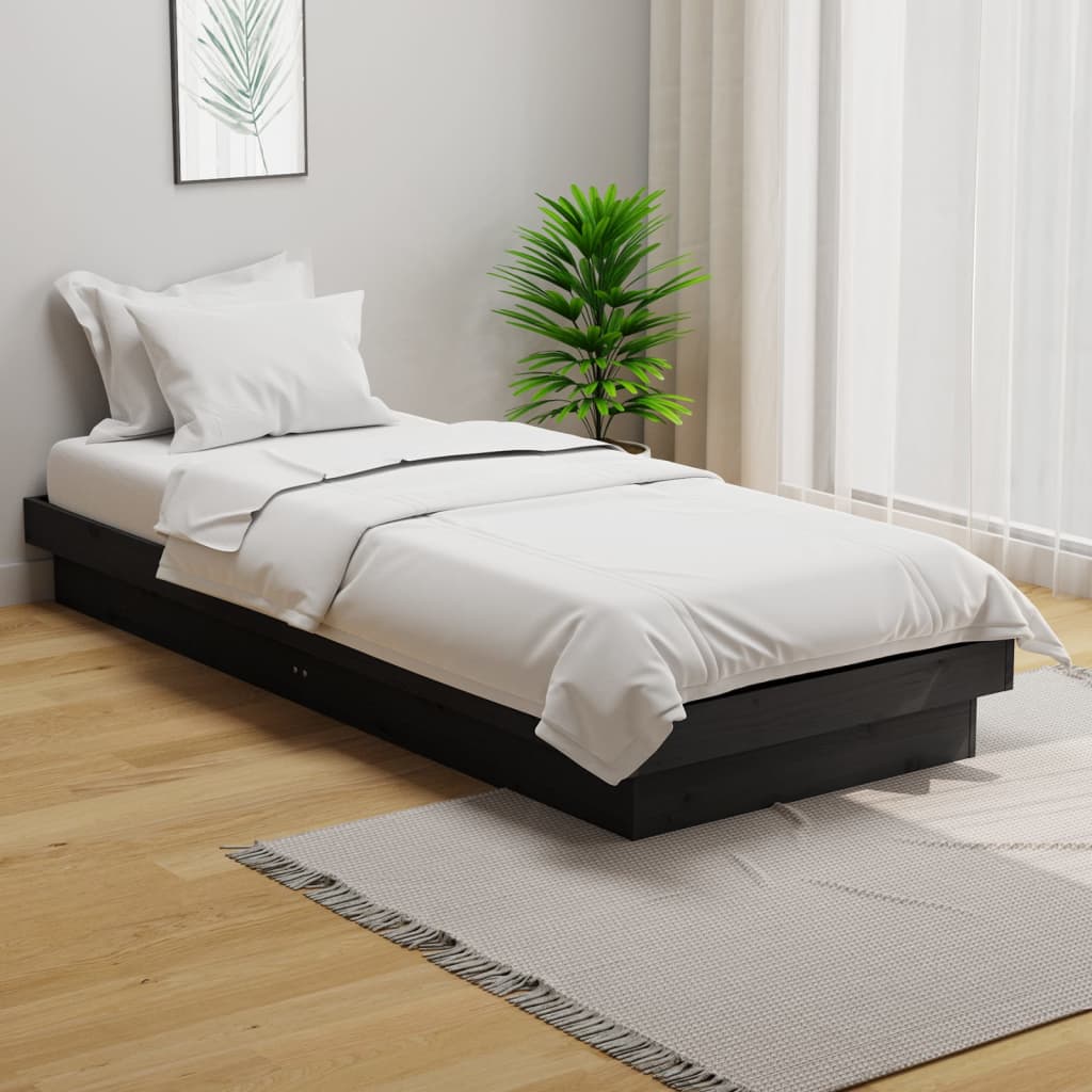 Cadre de lit sans matelas gris bois massif - XIOS