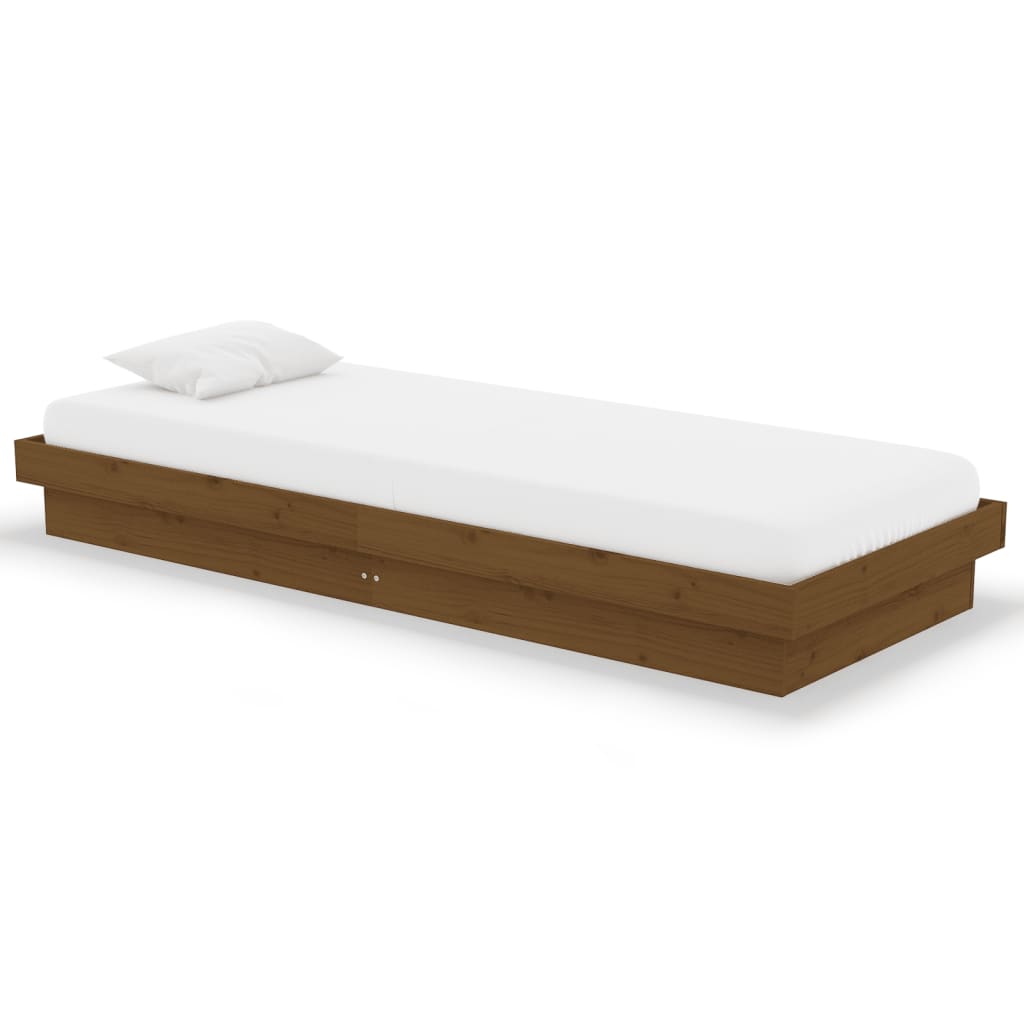 Cadre de lit sans matelas marron miel bois massif - XIOS