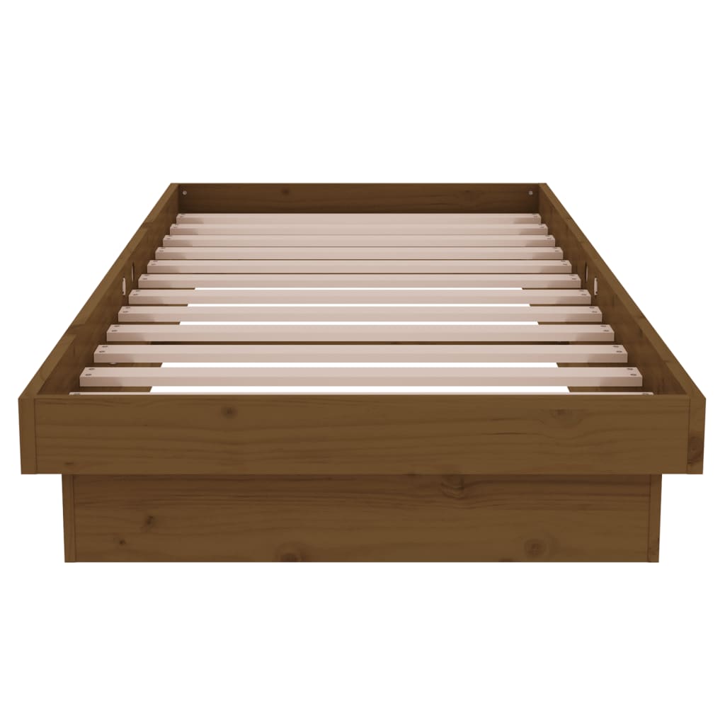 Cadre de lit sans matelas marron miel bois massif - XIOS