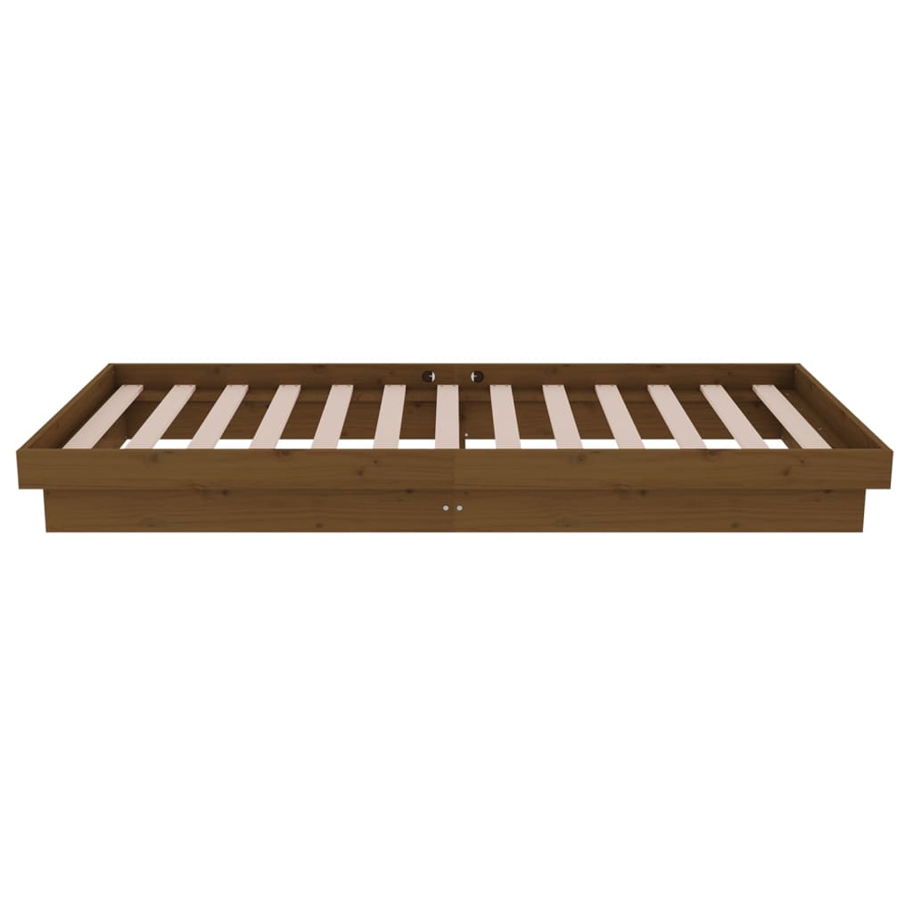 Cadre de lit sans matelas marron miel bois massif - XIOS