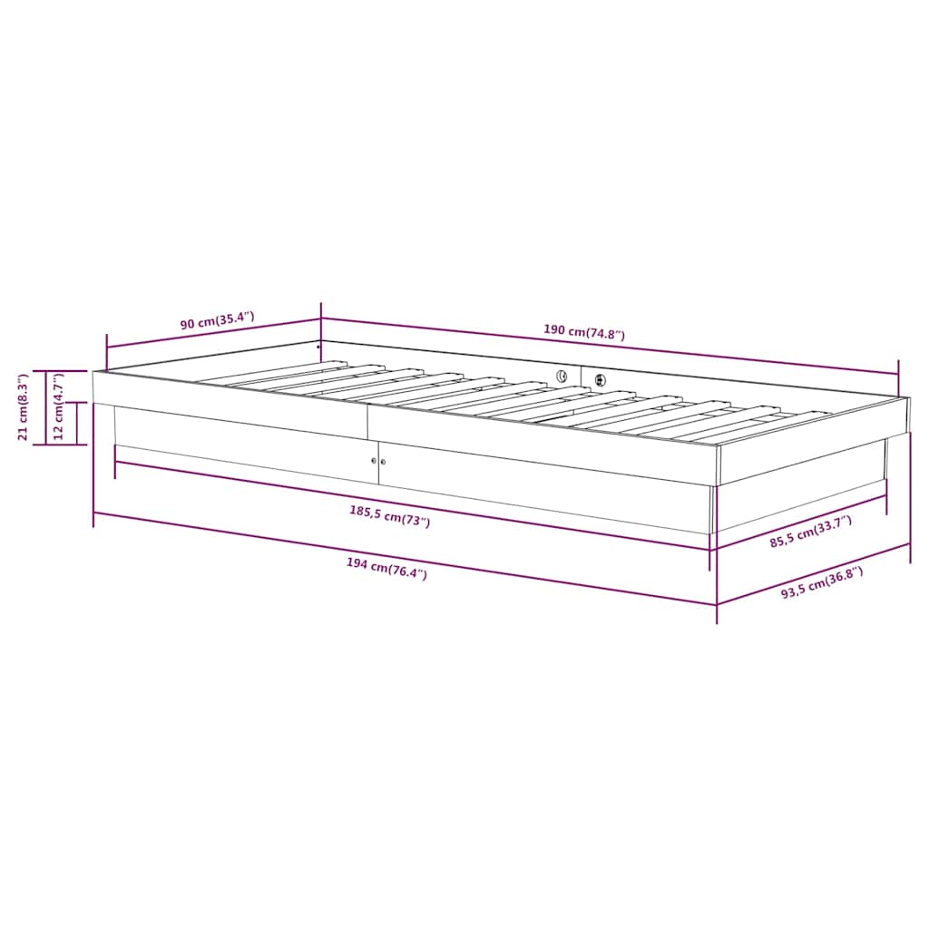 Cadre de lit sans matelas bois massif - XIOS