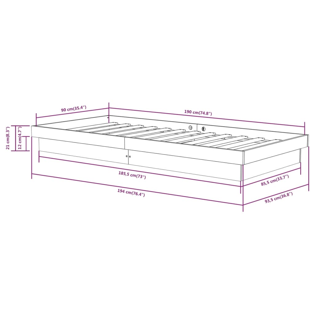 Cadre de lit sans matelas blanc bois massif - XIOS
