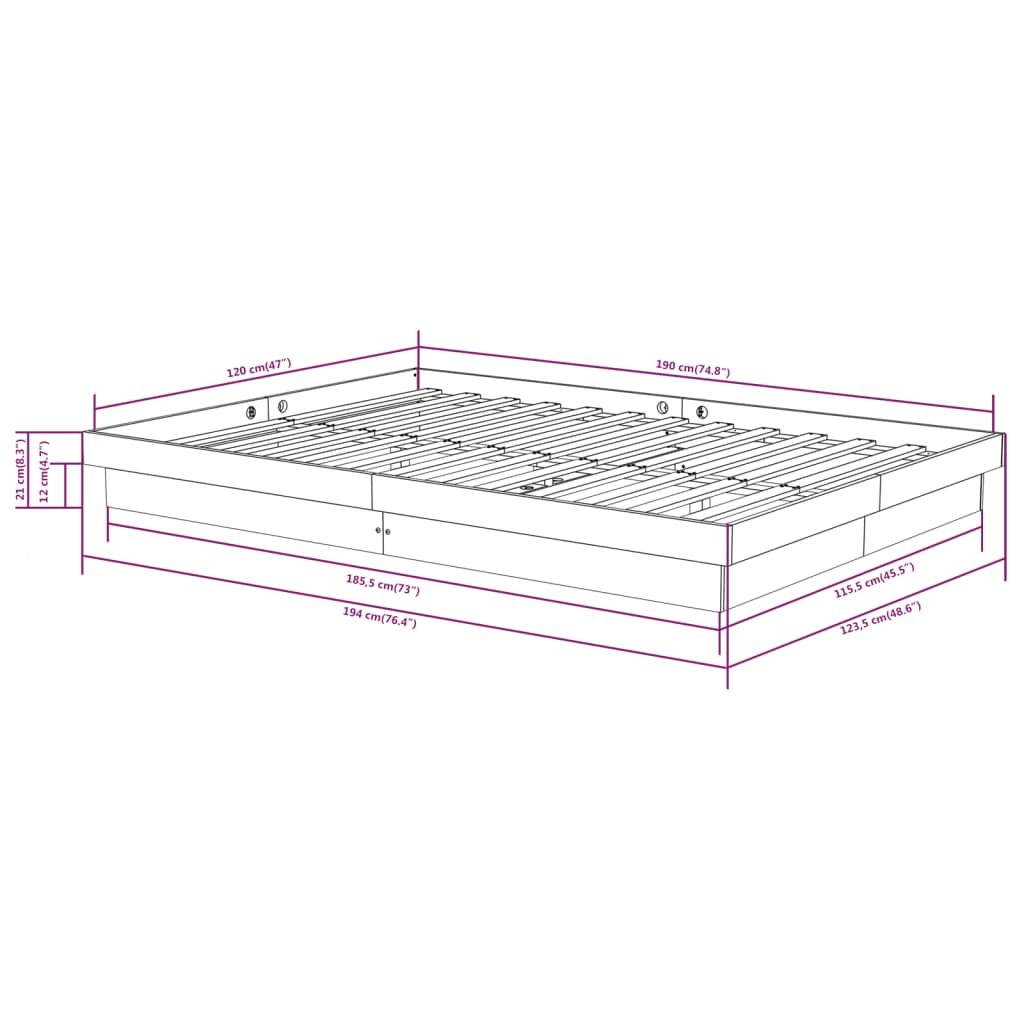 Cadre de lit sans matelas bois massif - XIOS