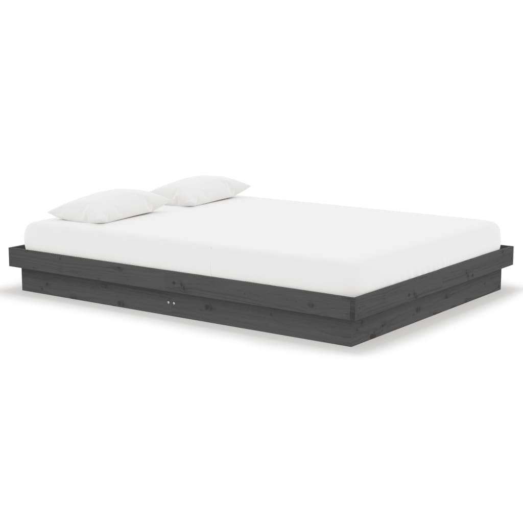 Cadre de lit sans matelas gris bois massif - XIOS