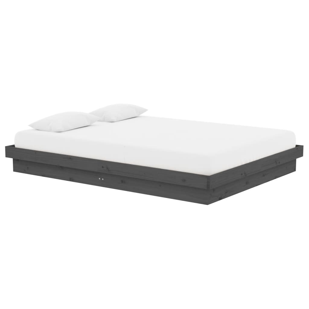 Cadre de lit sans matelas gris bois massif - XIOS