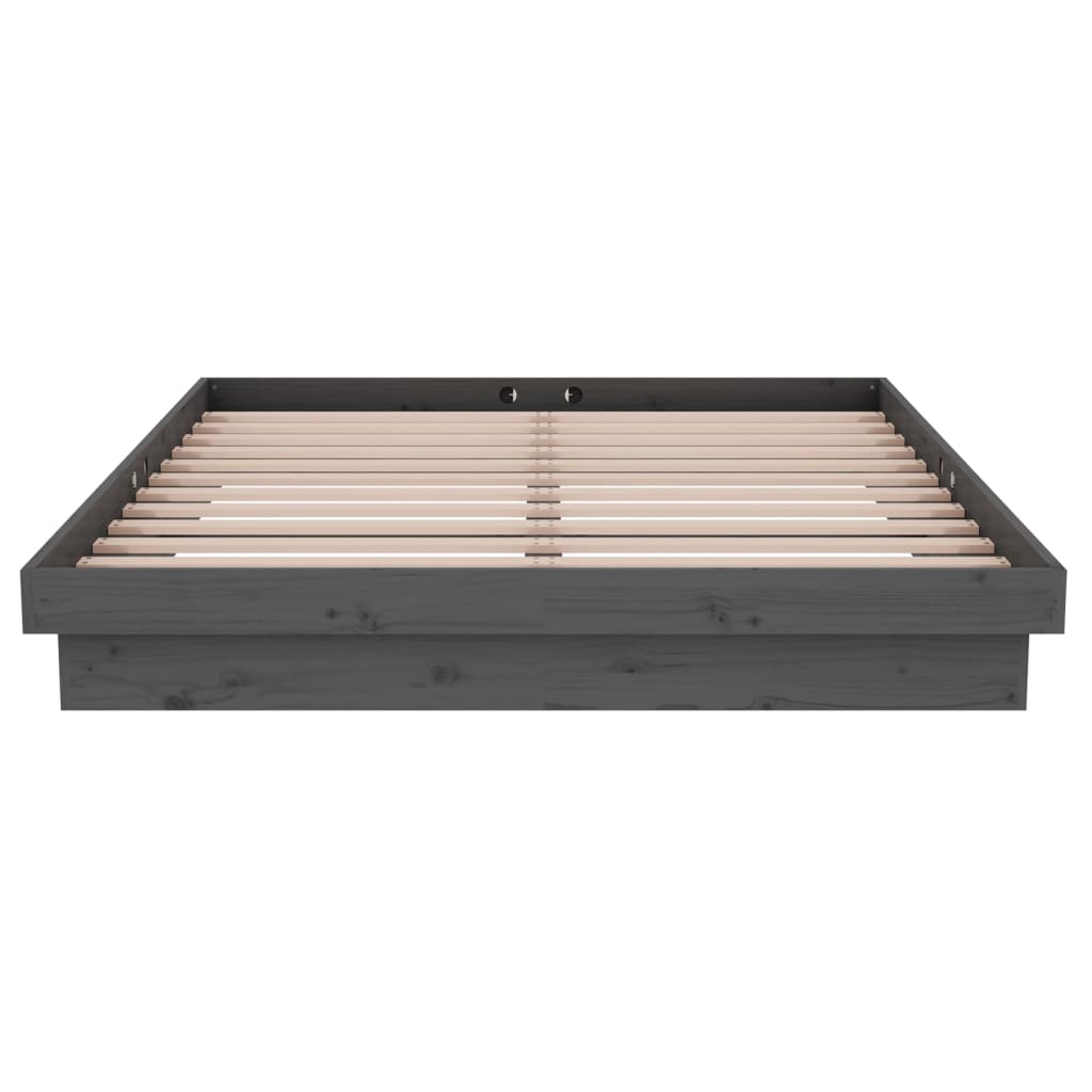 Cadre de lit sans matelas gris bois massif - XIOS