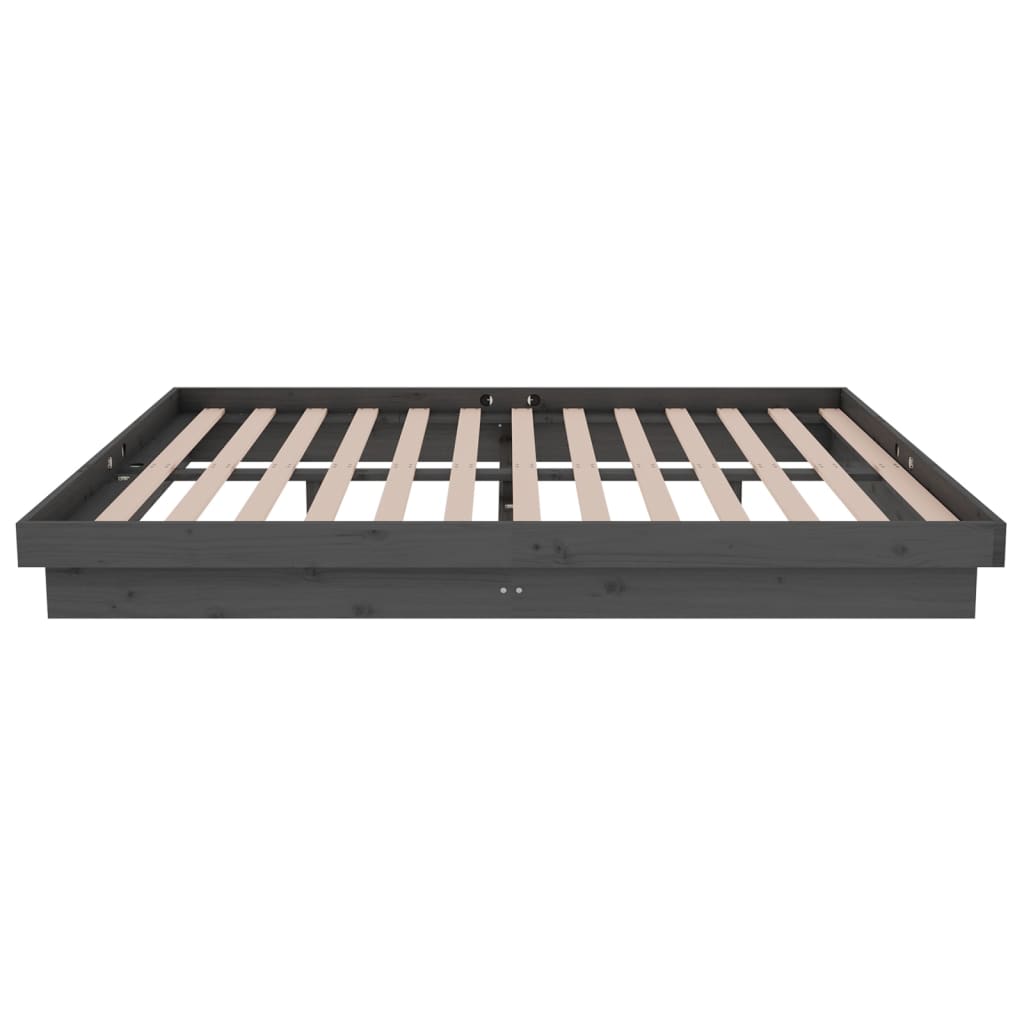 Cadre de lit sans matelas gris bois massif - XIOS