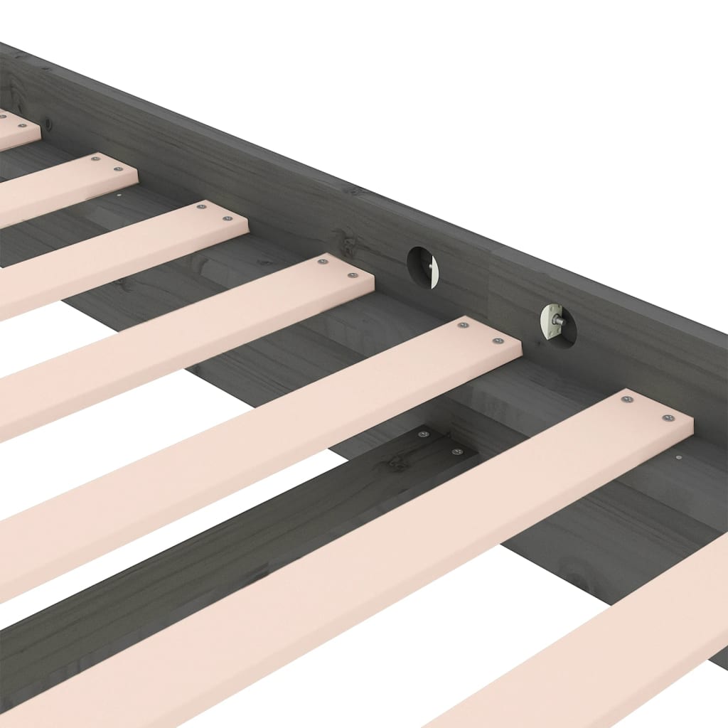 Cadre de lit sans matelas gris bois massif - XIOS