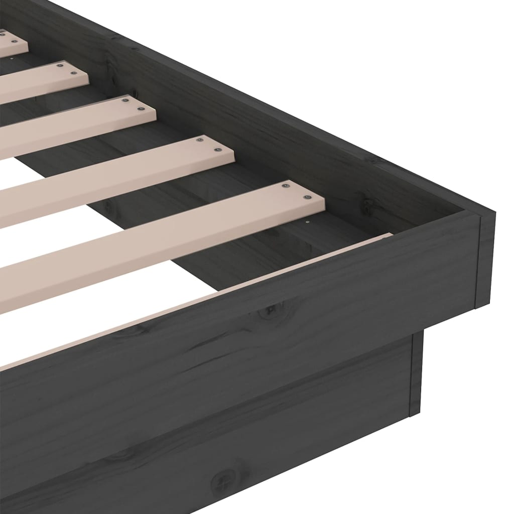 Cadre de lit sans matelas gris bois massif - XIOS
