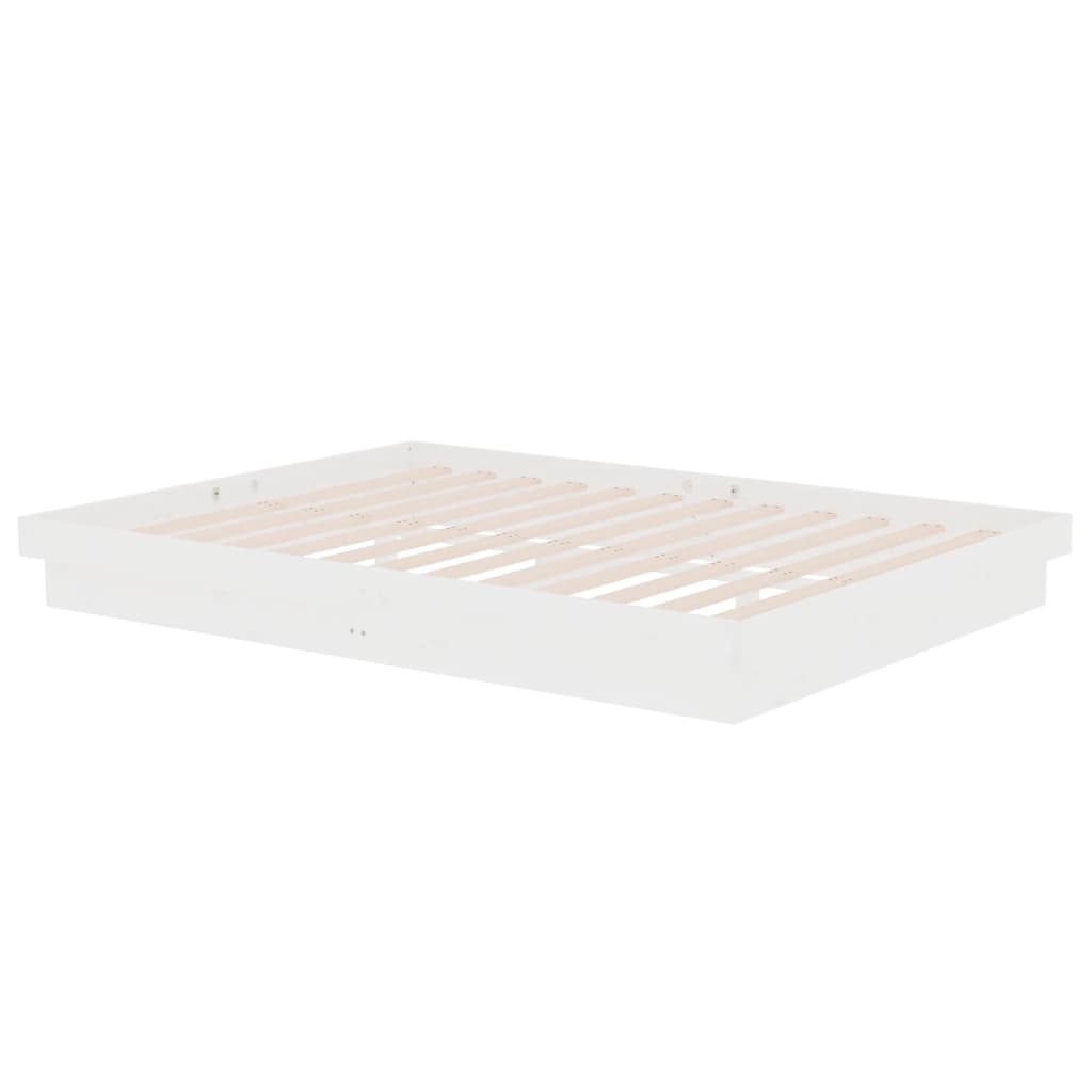 Cadre de lit sans matelas blanc bois massif 140x190 cm - XIOS