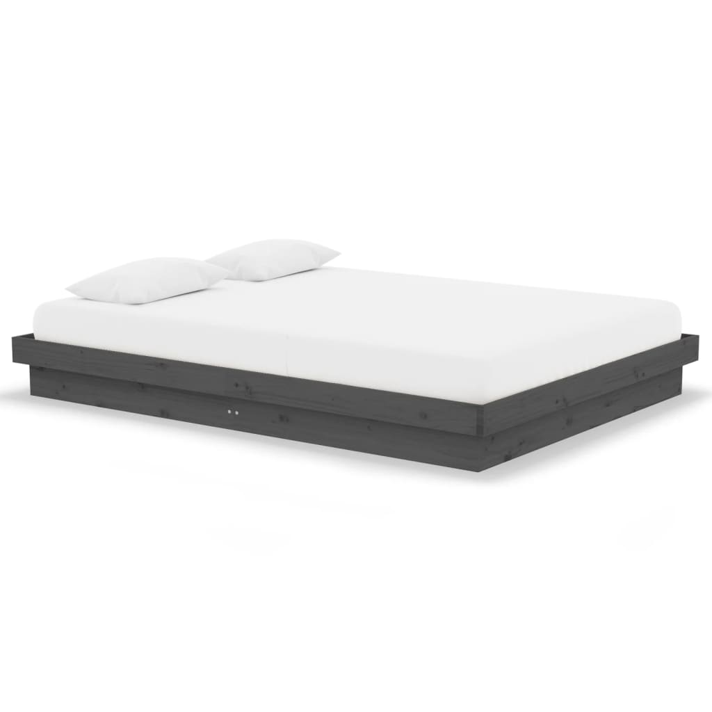 Cadre de lit sans matelas gris bois massif 140x190 cm - XIOS