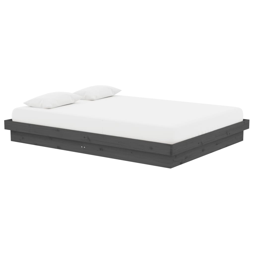 Cadre de lit sans matelas gris bois massif 140x190 cm - XIOS