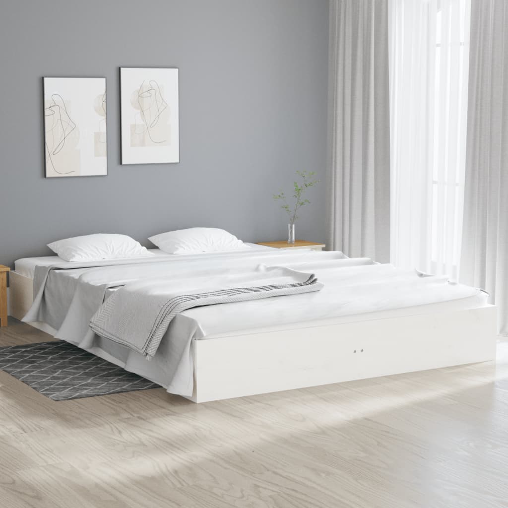 Cadre de lit sans matelas blanc bois massif 180x200 cm - XIOS