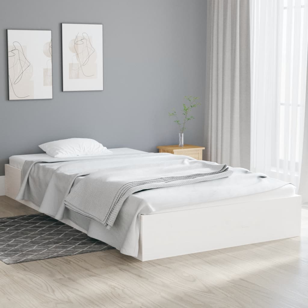Cadre de lit sans matelas blanc bois massif 100x200 cm - XIOS