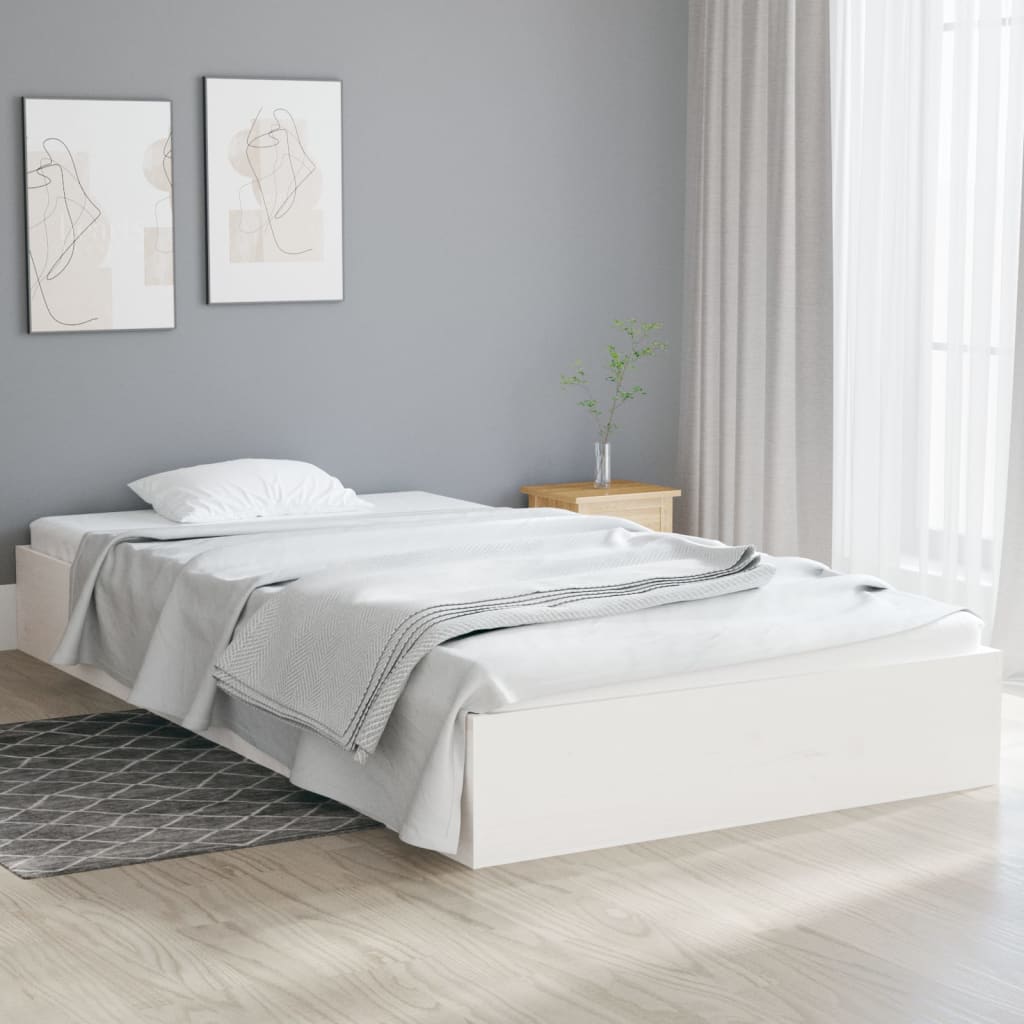Cadre de lit sans matelas blanc bois massif 90x200 cm - XIOS