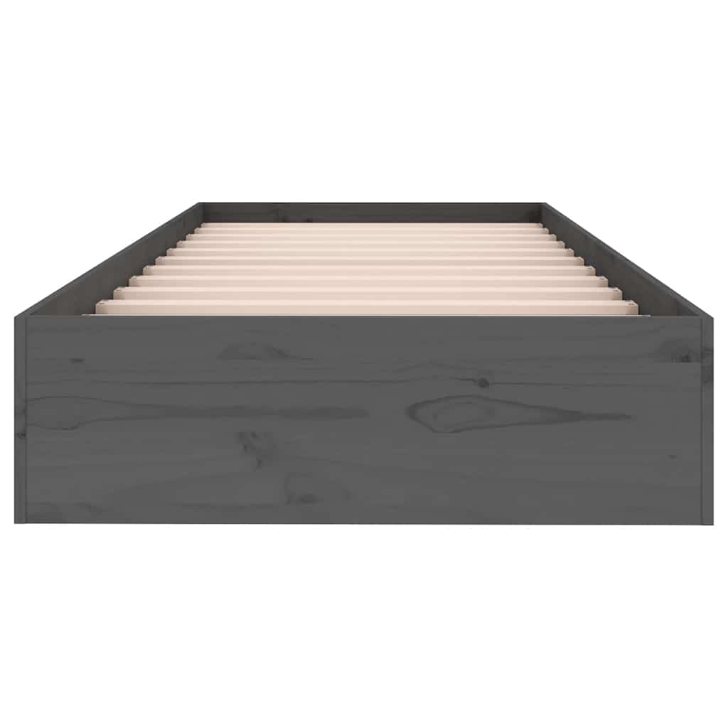 Cadre de lit sans matelas gris bois massif 75x190 cm - XIOS