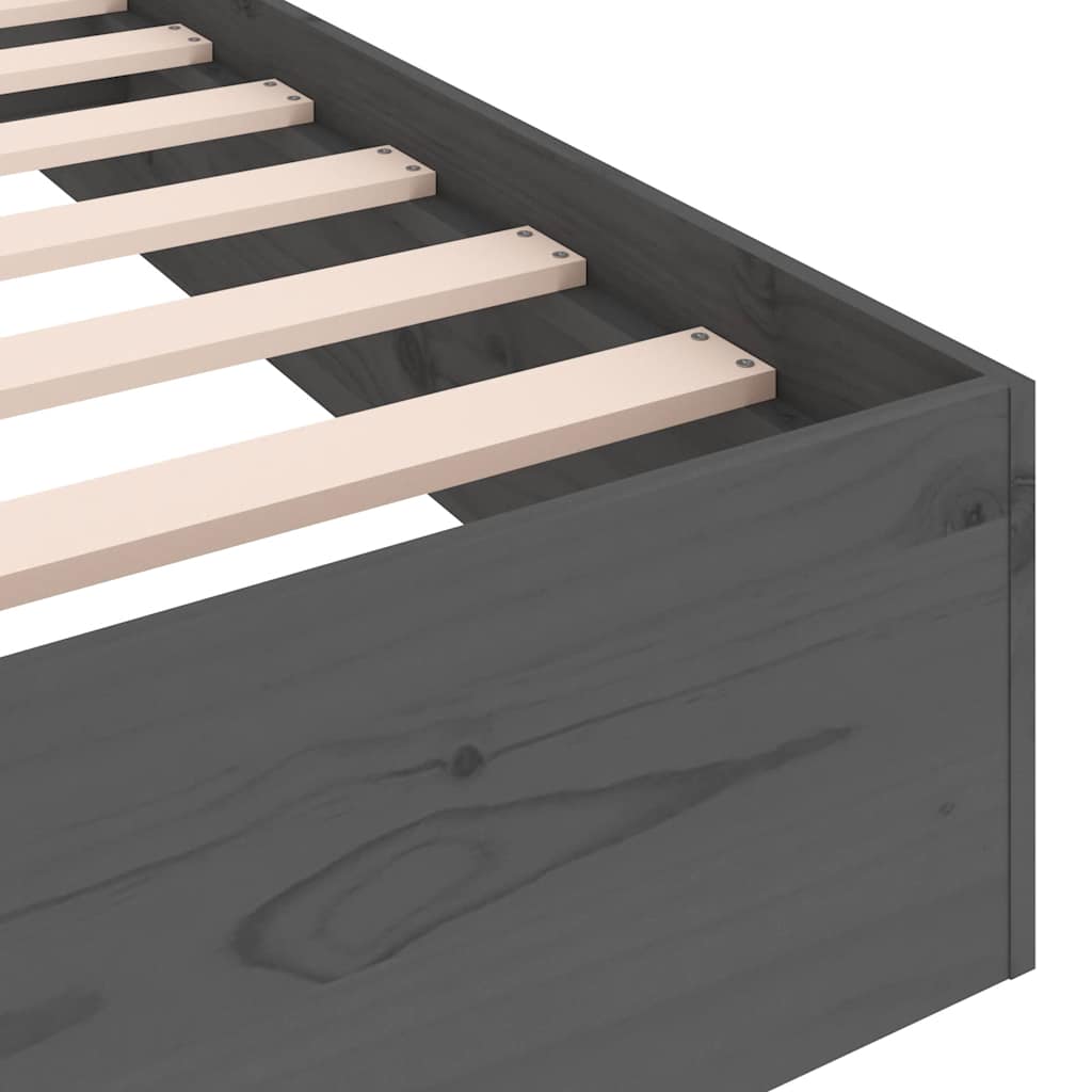 Cadre de lit sans matelas gris bois massif 75x190 cm - XIOS