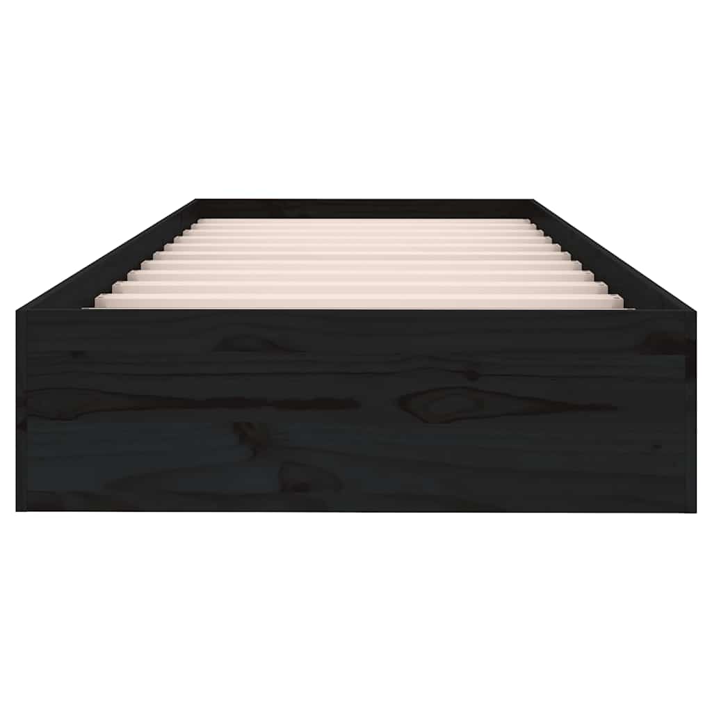 Cadre de lit sans matelas noir bois massif 75x190 cm - XIOS