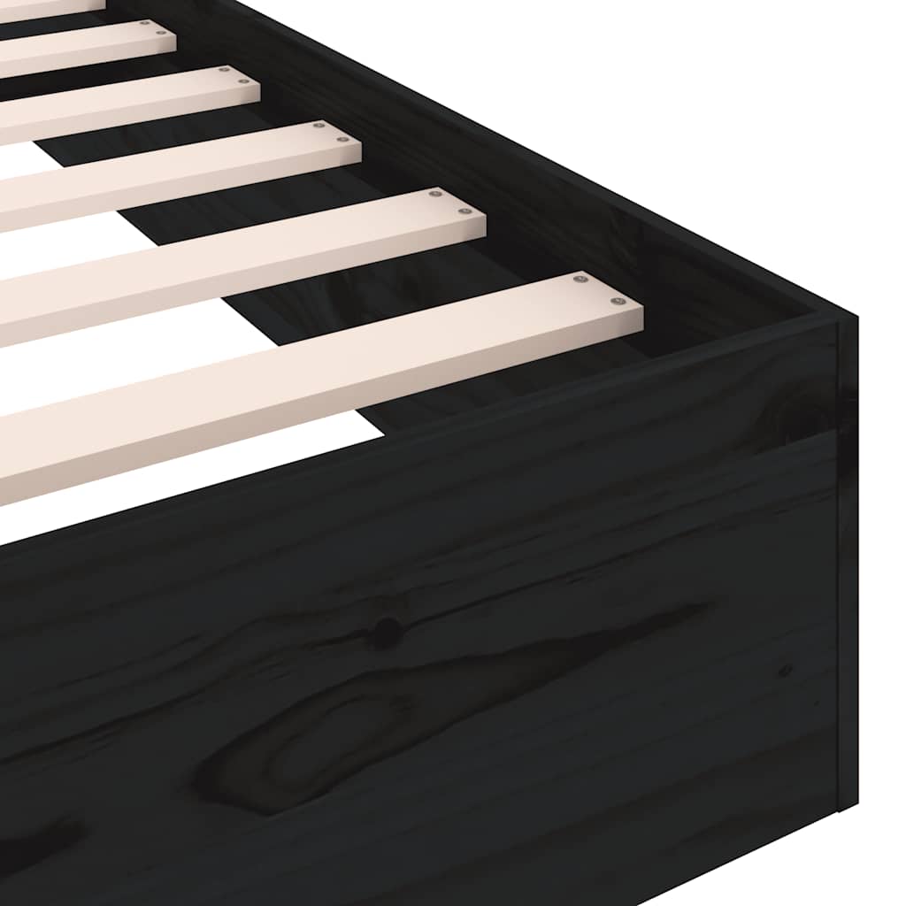 Cadre de lit sans matelas noir bois massif 75x190 cm - XIOS