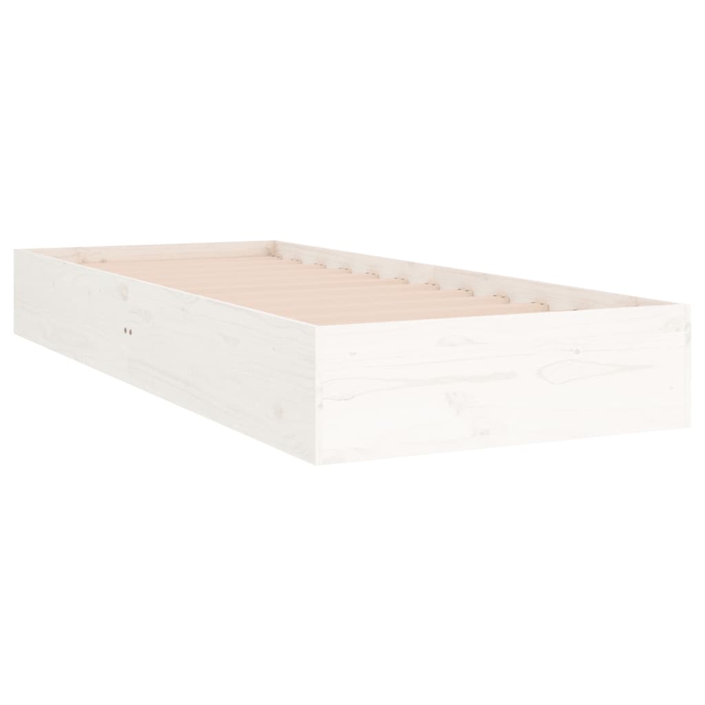 Cadre de lit sans matelas blanc bois massif 90x190 cm - XIOS