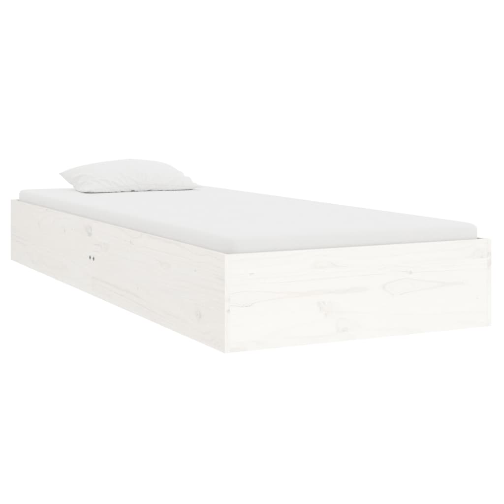 Cadre de lit sans matelas blanc bois massif 90x190 cm - XIOS