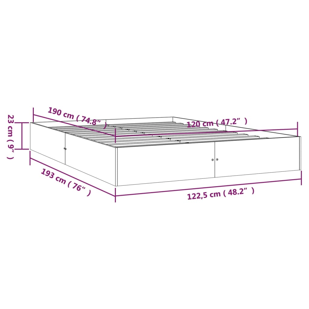 Cadre de lit sans matelas blanc bois massif 120x190 cm - XIOS