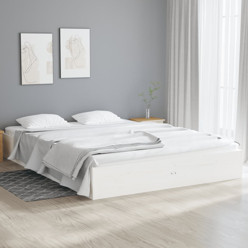 Cadre de lit sans matelas blanc bois massif 120x190 cm - XIOS