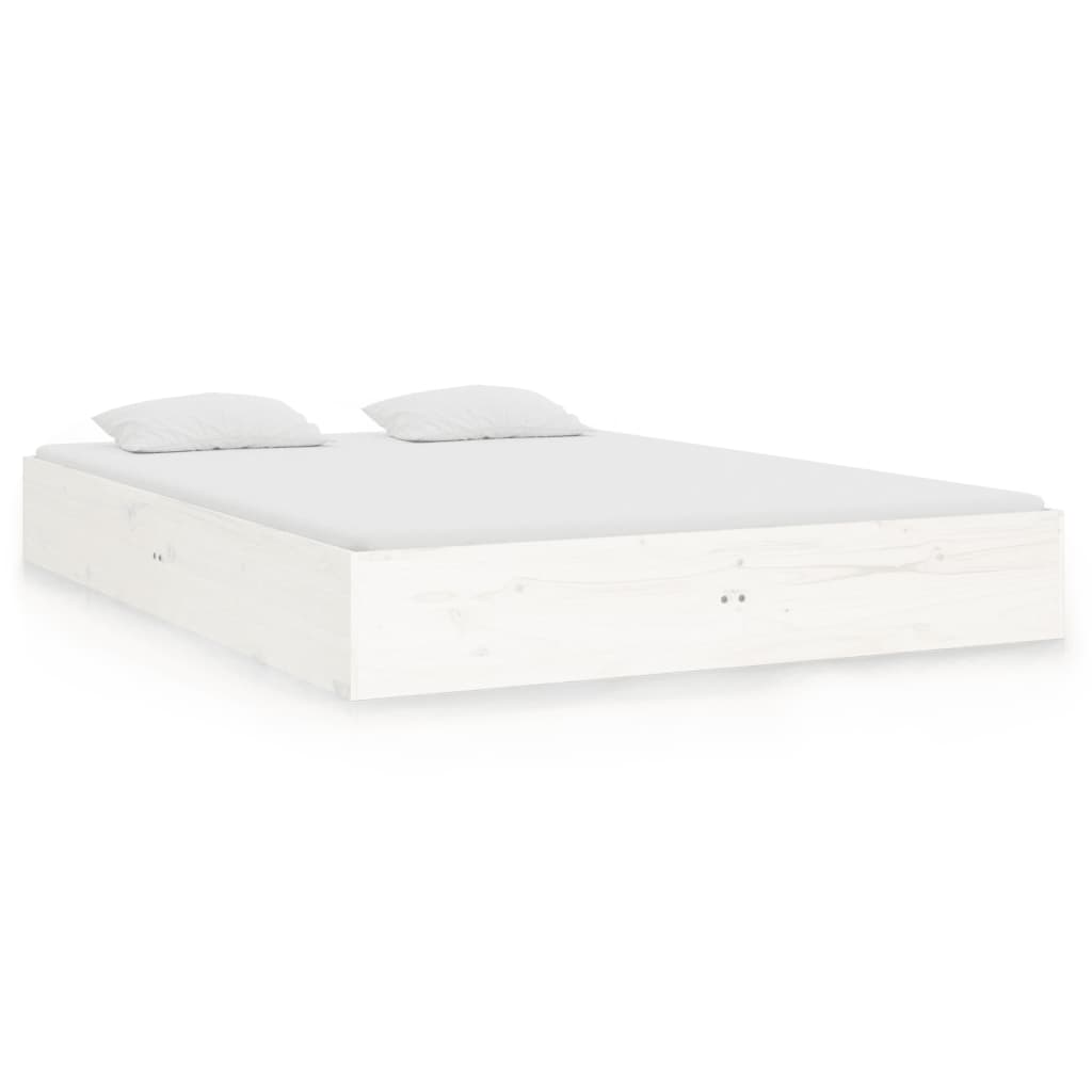 Cadre de lit sans matelas blanc bois massif 135x190 cm - XIOS