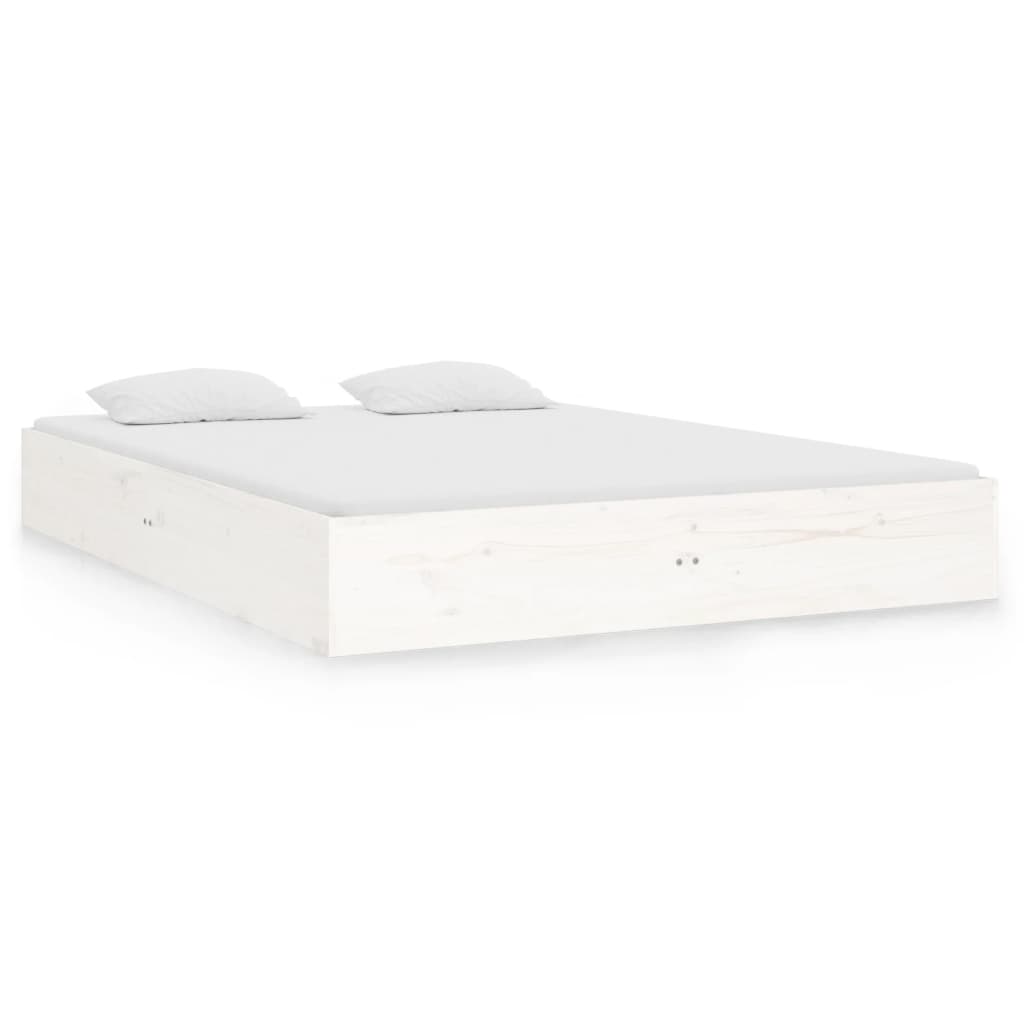 Cadre de lit sans matelas blanc bois massif 140x190 cm - XIOS