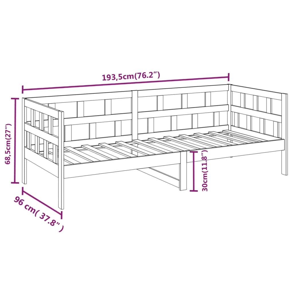 Lit de jour sans matelas bois de pin massif 90x190 cm - XIOS