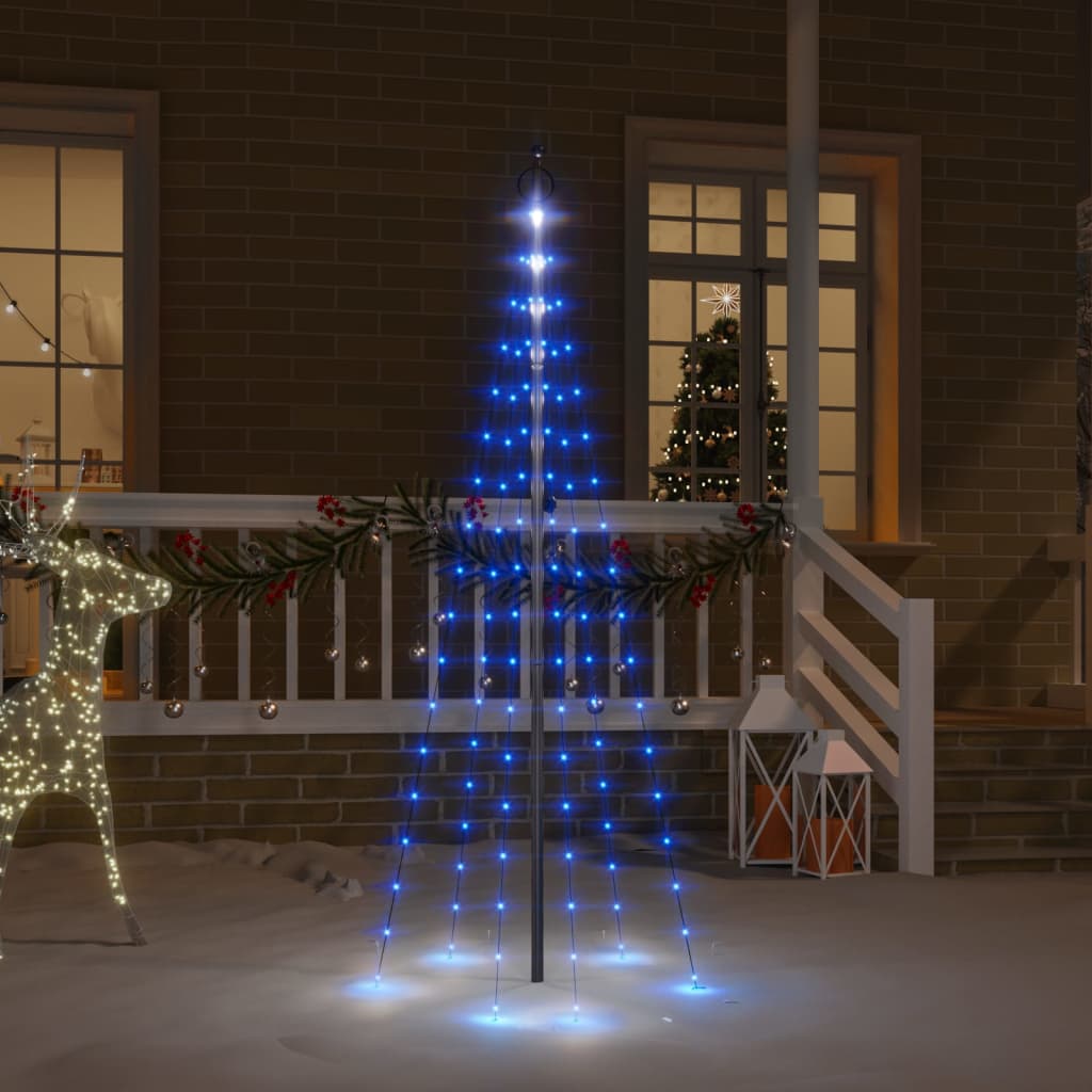 Sapin de Noël sur mât de drapeau 108 LED Bleues 180 cm - XIOS