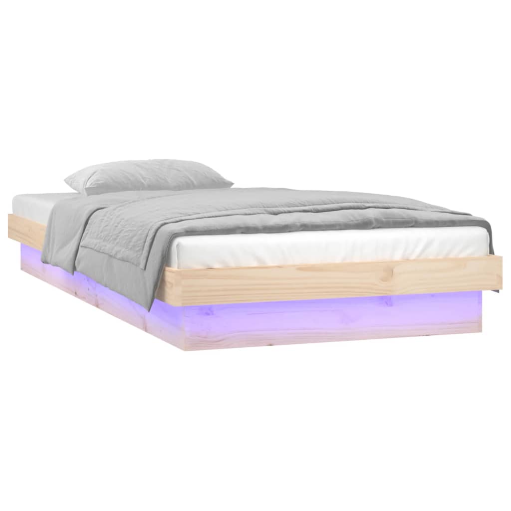 Cadre de lit à LED sans matelas 90x200 cm bois massif - XIOS