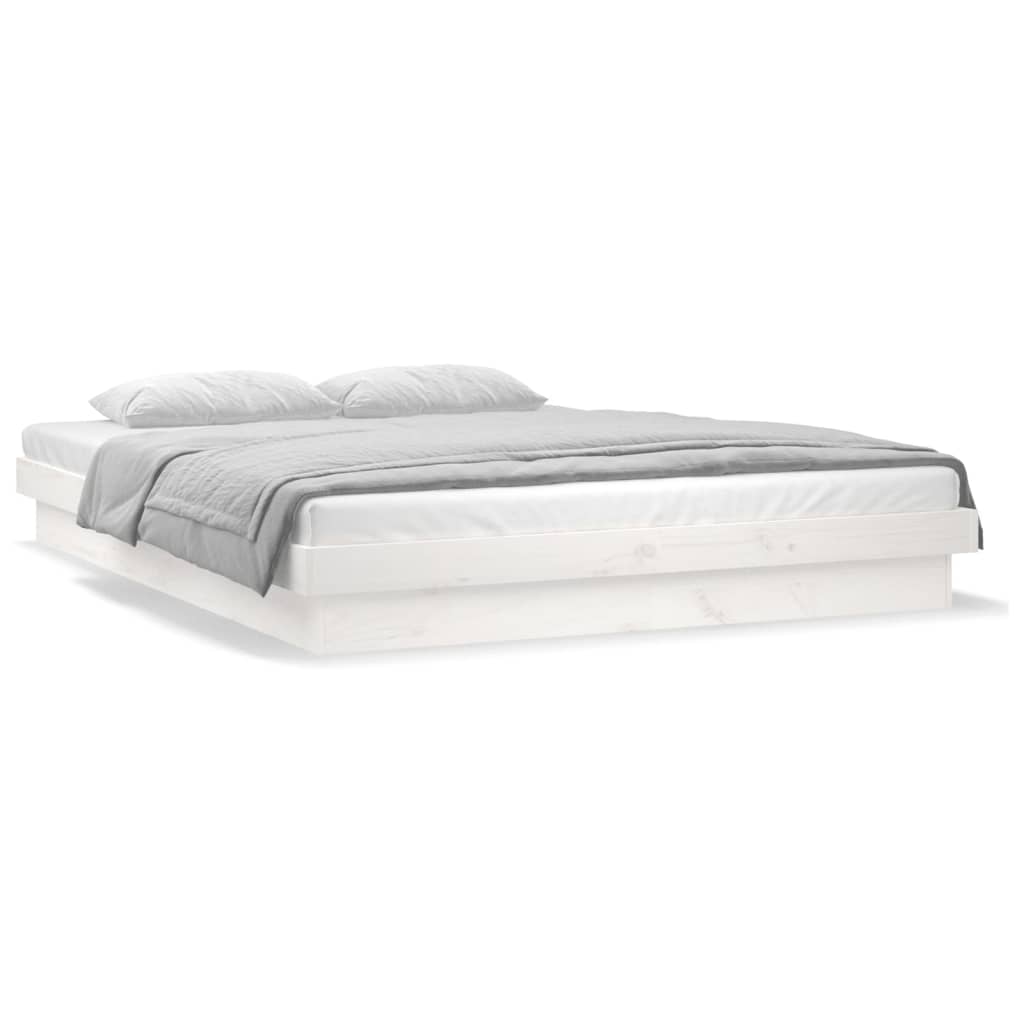 Cadre de lit à LED sans matelas blanc bois massif - XIOS