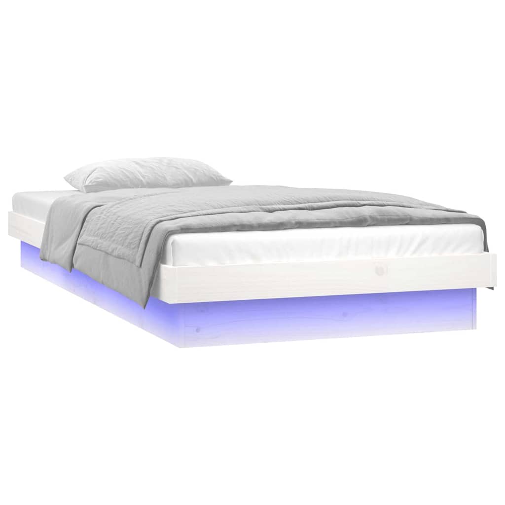Cadre de lit à LED sans matelas blanc bois massif - XIOS