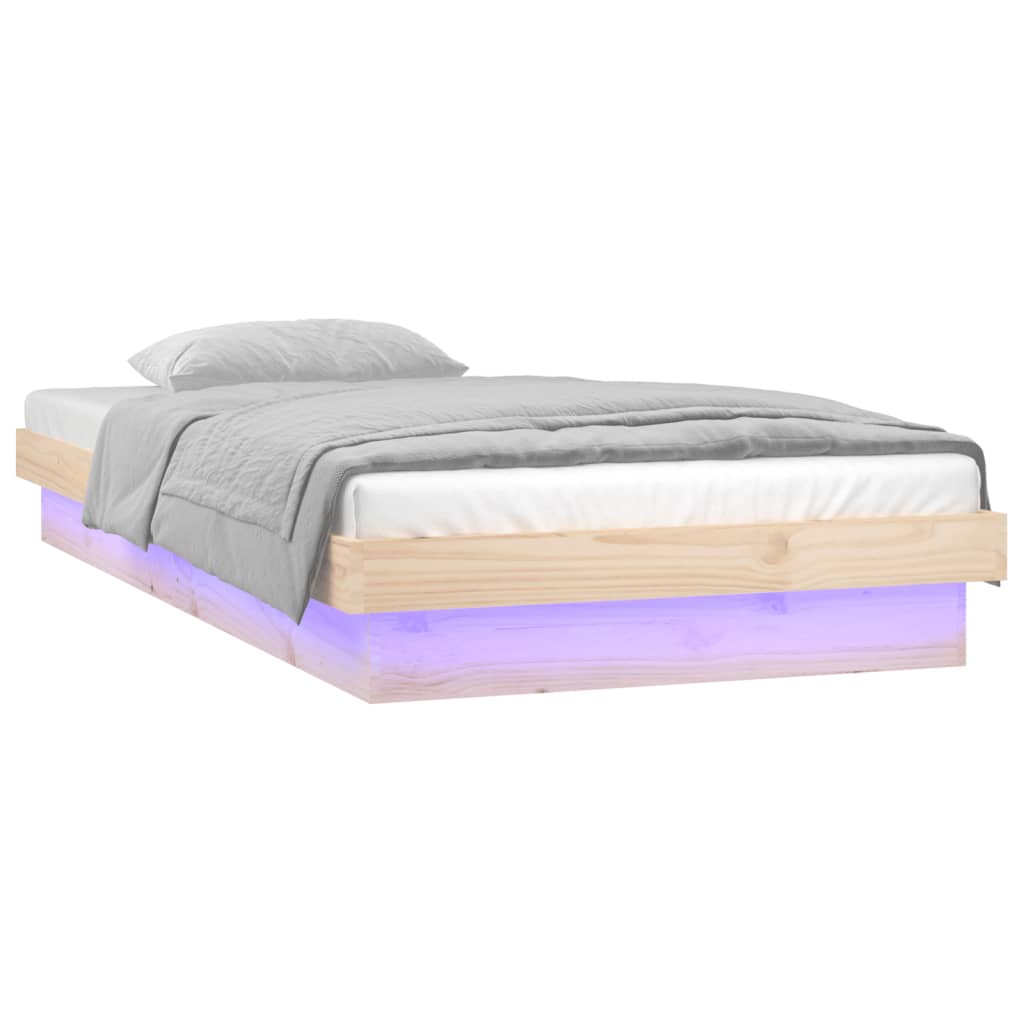 Cadre de lit à LED sans matelas bois massif - XIOS